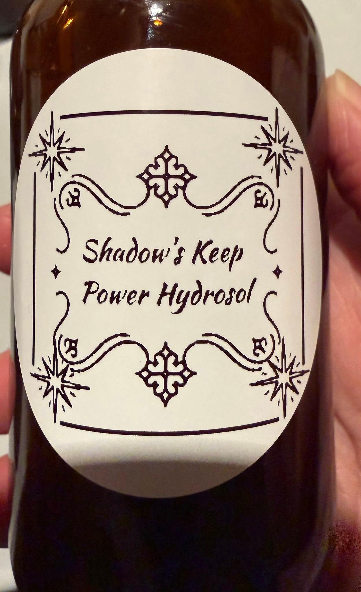 Shadow's Keep Power Hydrosol front label by Loren Morris, Primitive Witchery